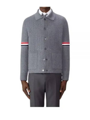 Quilted Armband Merino Wool and Cotton Work Jacket MKJ120A Y1003 35 - THOM BROWNE - BALAAN 1