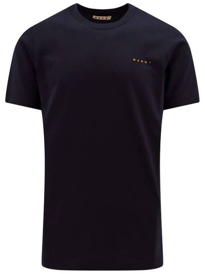 Logo Cotton Short Sleeve T-Shirt Midnight Blue - MARNI - BALAAN 2