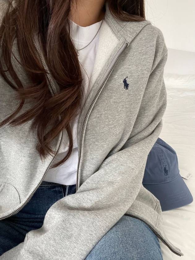 Women s Logo Hooded Zip Up Jacket Gray - POLO RALPH LAUREN - BALAAN 2