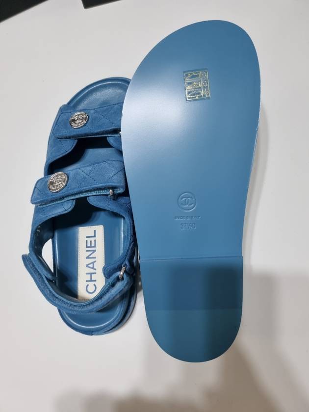 Women CC Velcro Strap Sandals Blue - CHANEL - BALAAN 7