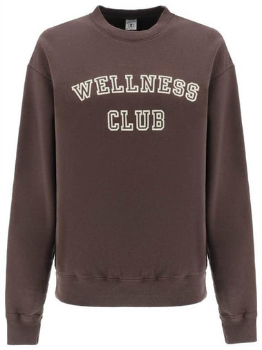 Wellness Club Flock Crew Neck Cotton Sweatshirt Brown - SPORTY & RICH - BALAAN 1