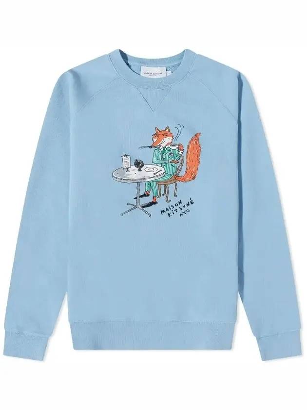 Oly Coffee Fox Classic Cotton Sweatshirt Blue - MAISON KITSUNE - BALAAN 1