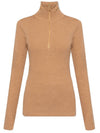 Half Zipper Rib Turtleneck Brown - GANNI - BALAAN 1