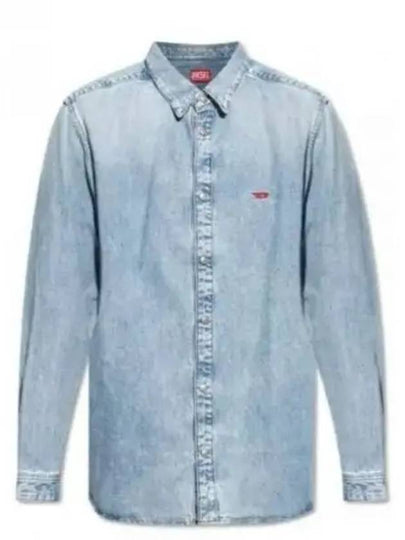 Embroidered Logo Denim Long Sleeve Shirt Light Blue - DIESEL - BALAAN 2