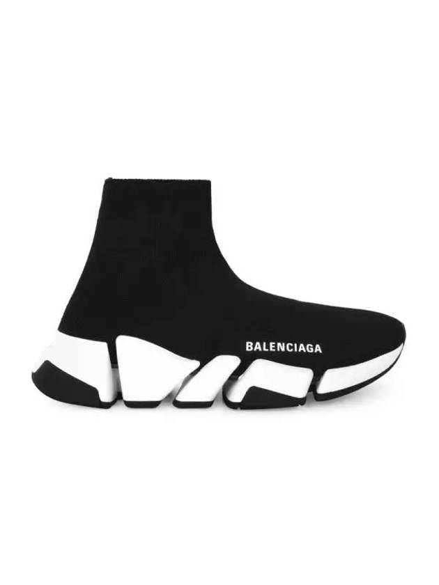 Women's Speed 2.0 Trainer Black Knit White Sole High Top Sneakers Black - BALENCIAGA - BALAAN 3