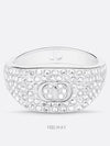 CD ICON Signet Ring Silver White Crystal - DIOR - BALAAN 1