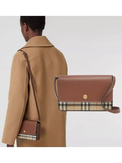 Vintage Check Leather Penny Shoulder Bag Brown - BURBERRY - BALAAN 2