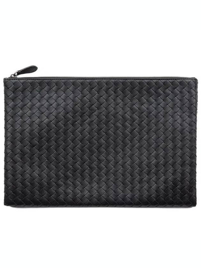 Intrecciato Document Leather Clutch Bag Black - BOTTEGA VENETA - BALAAN 2