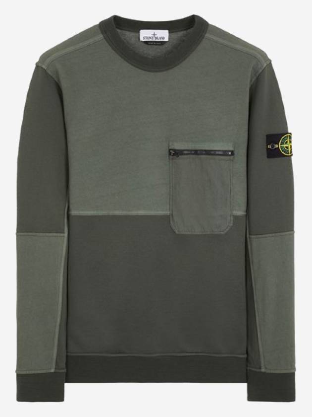 Compass Panel Zipper Pocket Cotton Sweatshirt Dark Green - STONE ISLAND - BALAAN 2