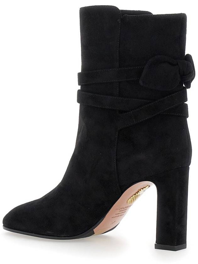 Aquazzura Very Bow Tie Suede Ankle Boots - AQUAZZURA - BALAAN 3