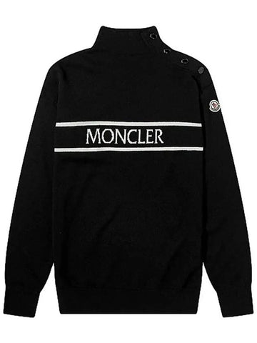 logo line neck button knit black 9F000 11 M1131 999 - MONCLER - BALAAN 1