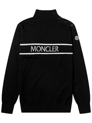 logo line neck button knit black 9F000 11 M1131 999 - MONCLER - BALAAN 1