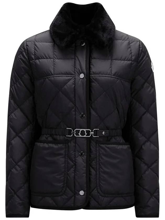 Women's Cygne Logo Patch Short Down Padded Jacket Black - MONCLER - BALAAN 3