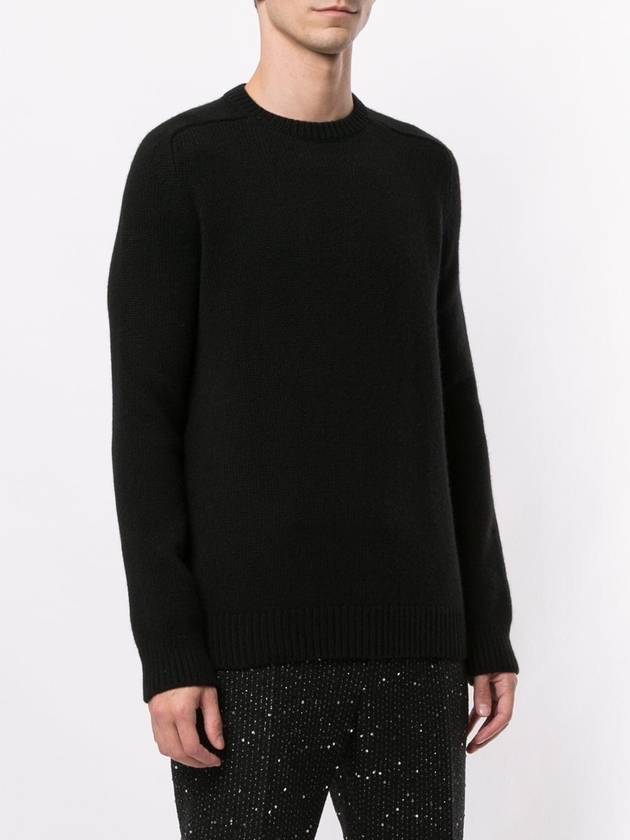 Men's Crewneck Cashmere Knit Top Black - SAINT LAURENT - BALAAN 4