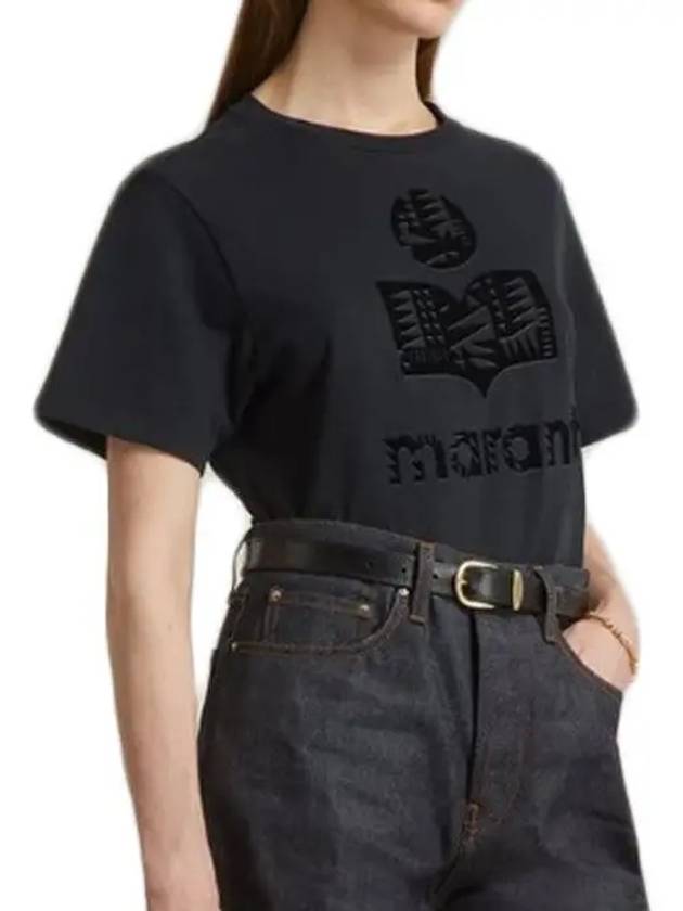 Zewel Organic Cotton Short Sleeve T-Shirt Black - ISABEL MARANT ETOILE - BALAAN 3