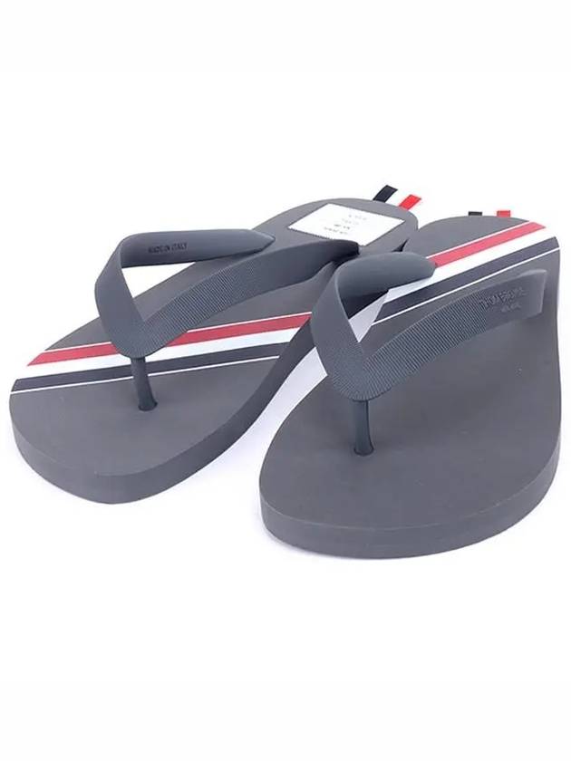 Three Stripe Flip Flops Medium Grey - THOM BROWNE - BALAAN.