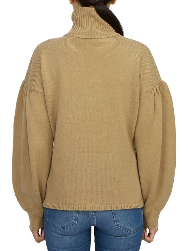 Maldive Puff Sleeve Wool Cashmere Turtleneck Camel - MAX MARA - BALAAN 4