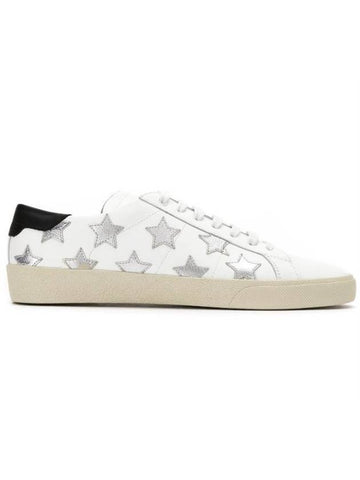 Star Patch Low Top Sneakers Silver White - SAINT LAURENT - BALAAN 1