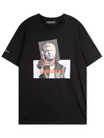 Gangster Print Short Sleeve T-Shirt Black - NEIL BARRETT - BALAAN 2