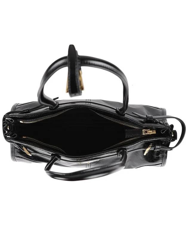 Medium Leather Tote Shoulder Bag Black - PRADA - BALAAN 6