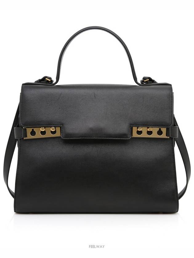 Classic TEMPETE Tompete Black Gold Shoulder Flap Bag - DELVAUX - BALAAN 1