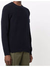 Waffen Patch Round Neck Wool Knit Top Navy - STONE ISLAND - BALAAN 3