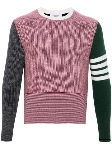 Color block jacquard sweater MKA528FY1029 - THOM BROWNE - BALAAN 1