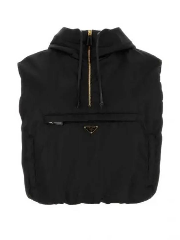 Triangle Logo Half Zip Re-Nylon Vest Black - PRADA - BALAAN 2