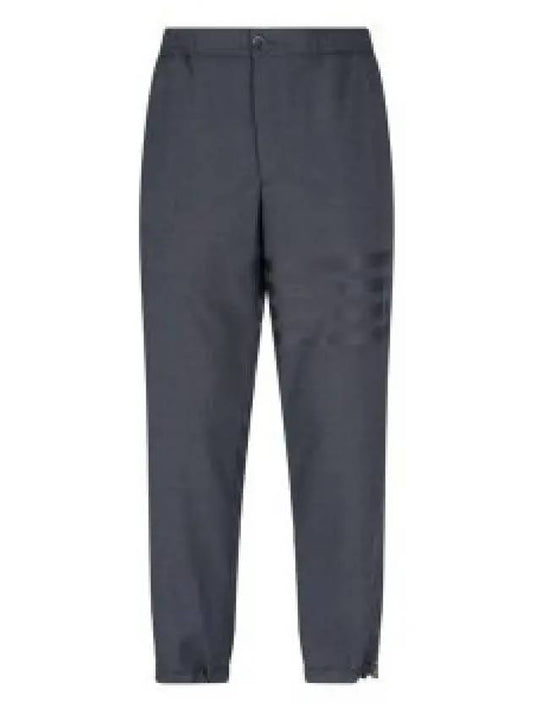 Plain Weave 4-Bar Elastic Waist Track Pants Dark Grey - THOM BROWNE - BALAAN