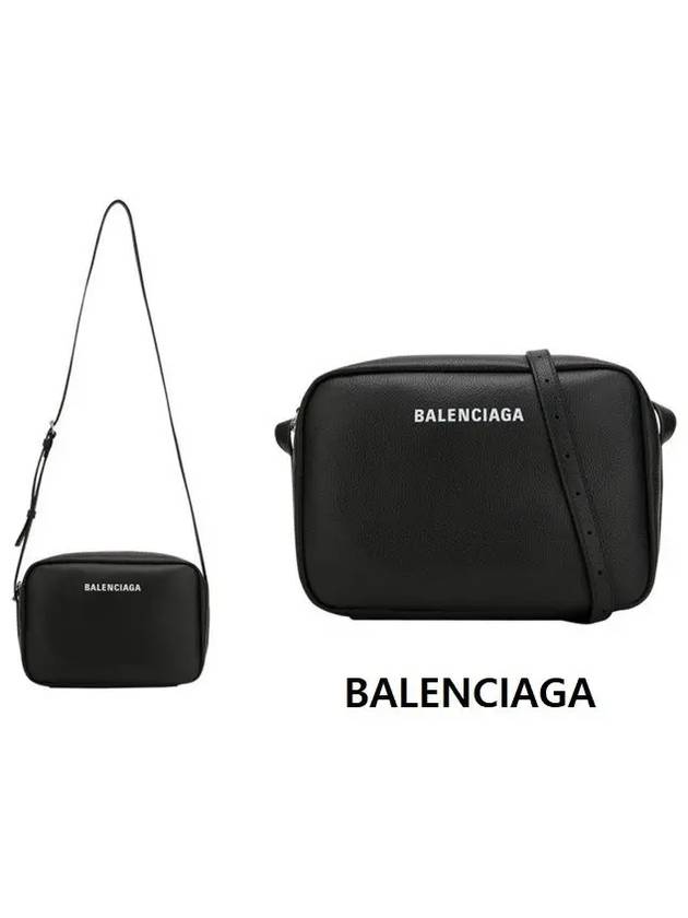 Grained Calfskin Everyday Medium Camera Crossbody Bag Black - BALENCIAGA - BALAAN.