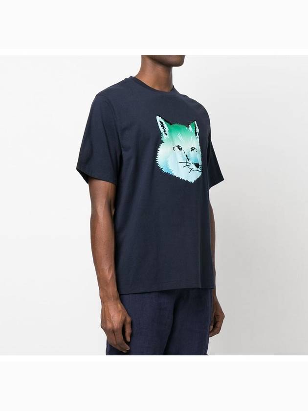 Vibrant Fox Head Easy Short Sleeve T-Shirt Navy - MAISON KITSUNE - BALAAN 3