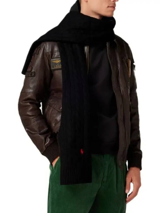 Pony Cable Knit Scarf Black - POLO RALPH LAUREN - BALAAN 5