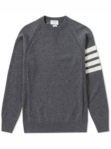 French Terry 4 Bar Cashmere Knit Top Medium Grey - THOM BROWNE - BALAAN 1