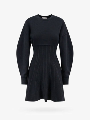 23 fw Wool Blend Dress WITH Embossed Stitch 768805Q1A7H1000 B0650736418 - ALEXANDER MCQUEEN - BALAAN 1