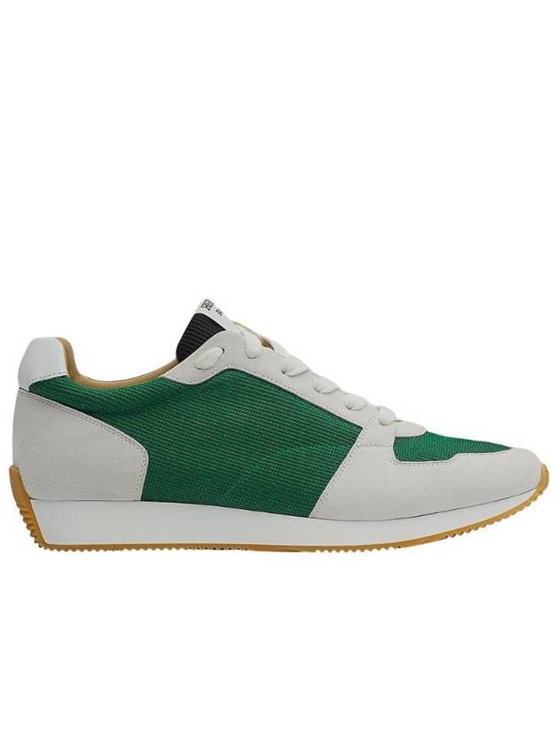 Escape Mesh Suede Goatskin Low Top Sneakers Vert Sapin Blanc - HERMES - BALAAN 1