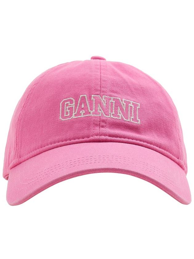 Logo Cotton Ball Cap Pink - GANNI - BALAAN 3