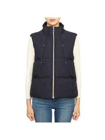 Women's Logo Patch Zipper Padded Vest Navy - MOOSE KNUCKLES - BALAAN 1