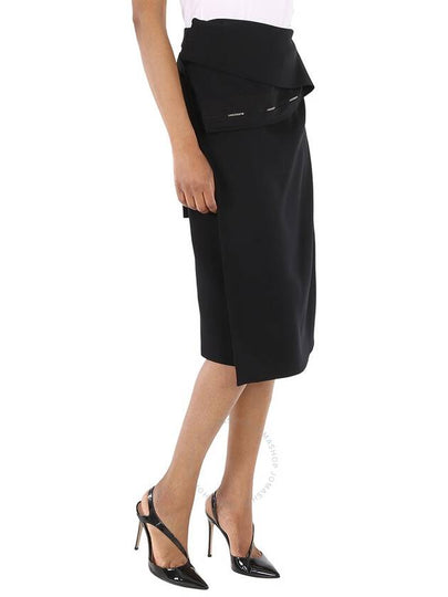 Burberry Ladies Black Asymmetrical Wrap Midi Skirt, Brand Size 8 (US Size 6) - BURBERRY - BALAAN 2