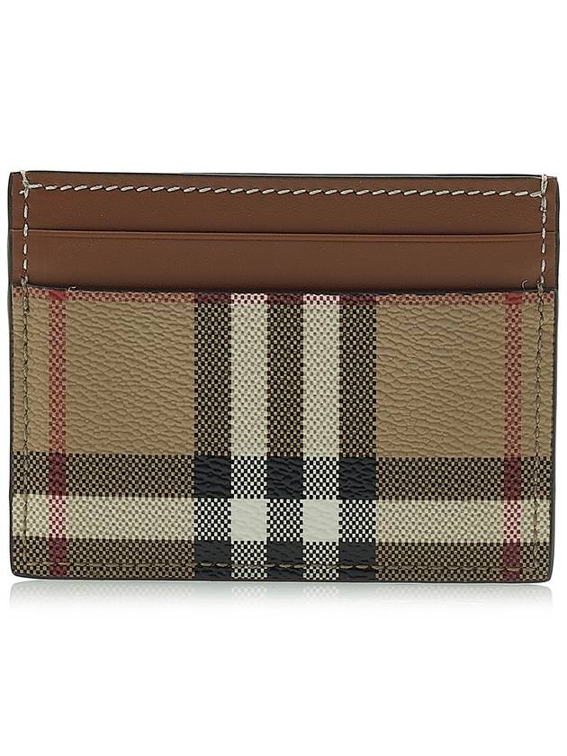 Check Print Leather Card Holder Beige - BURBERRY - BALAAN 4