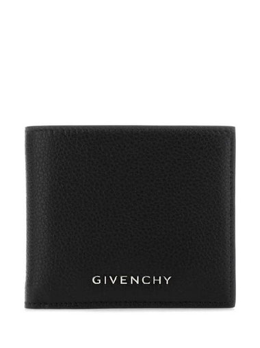 Metal Logo Grain Leather Half Wallet - GIVENCHY - BALAAN 1