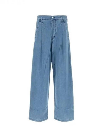 Logo patch pleated denim pants 271340 - DRIES VAN NOTEN - BALAAN 1