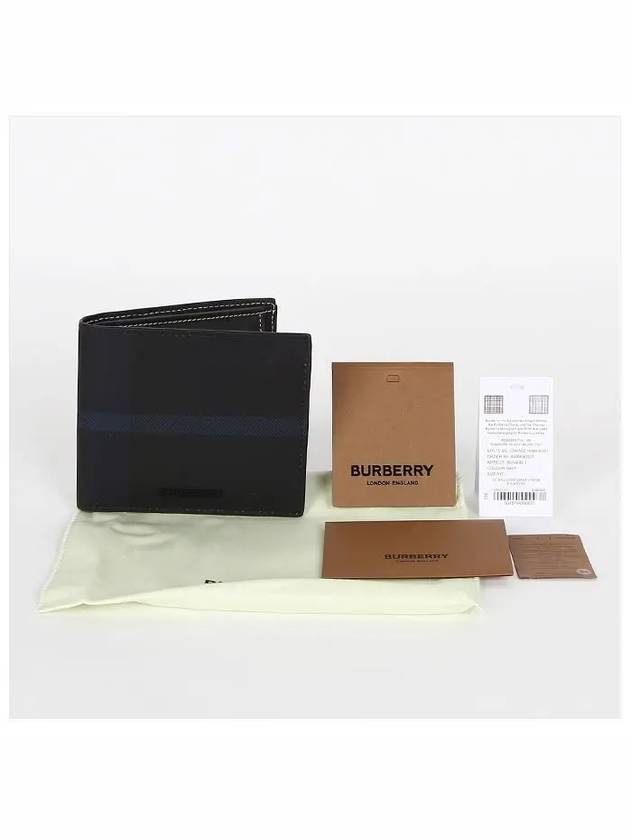 Check Leather Halfwallet Navy - BURBERRY - BALAAN 8