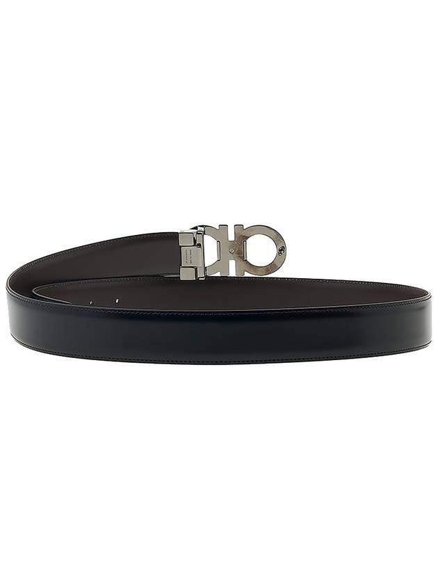 Reversible Adjustable Gancini Leather Belt Black Dark Brown - SALVATORE FERRAGAMO - BALAAN 5