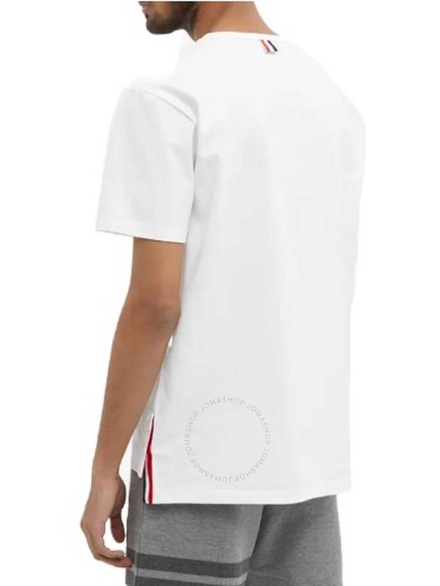 Men's Medium Weight Jersey Tipped Pocket Crewneck Short Sleeve T-Shirt White - THOM BROWNE - BALAAN 3