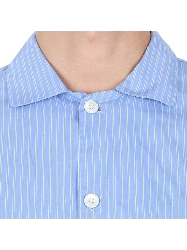 Poplin Pajamas Organic Cotton Short Sleeve Shirt Pin Stripe - TEKLA - 11