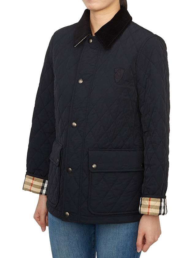 Corduroy Collar Quilted Jacket Black - BURBERRY - BALAAN 5