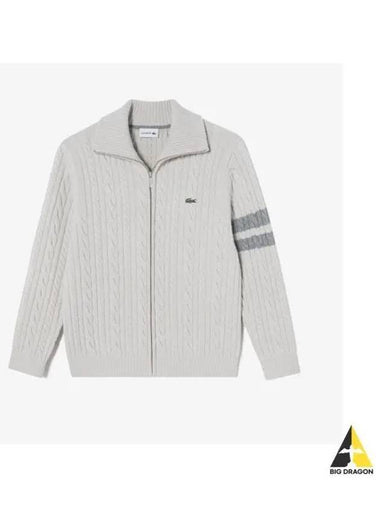 Men s cable zip up cardigan cream - LACOSTE - BALAAN 1