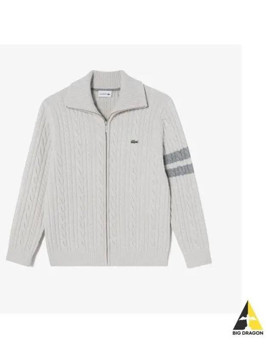 Men s cable zip up cardigan cream - LACOSTE - BALAAN 1