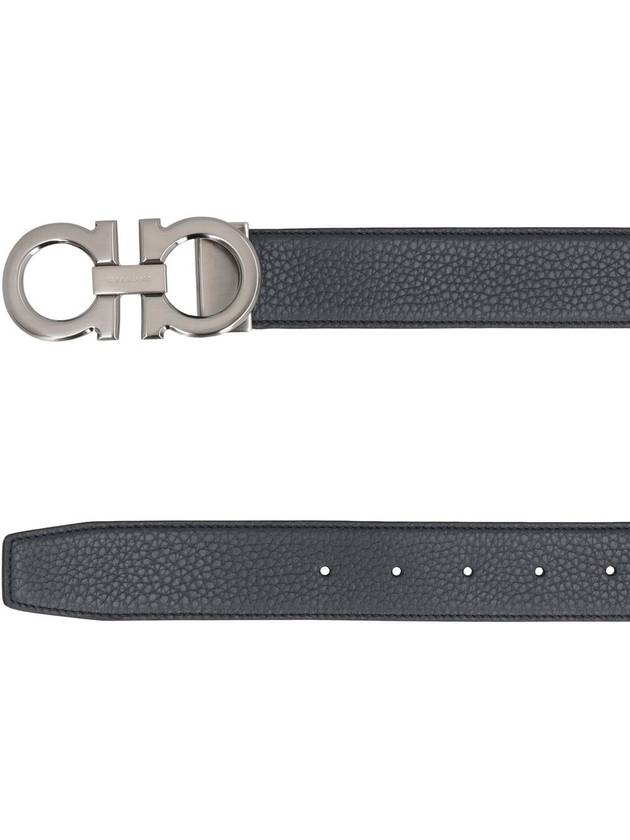 Reversible Gancini Leather Belt Black - SALVATORE FERRAGAMO - BALAAN 4