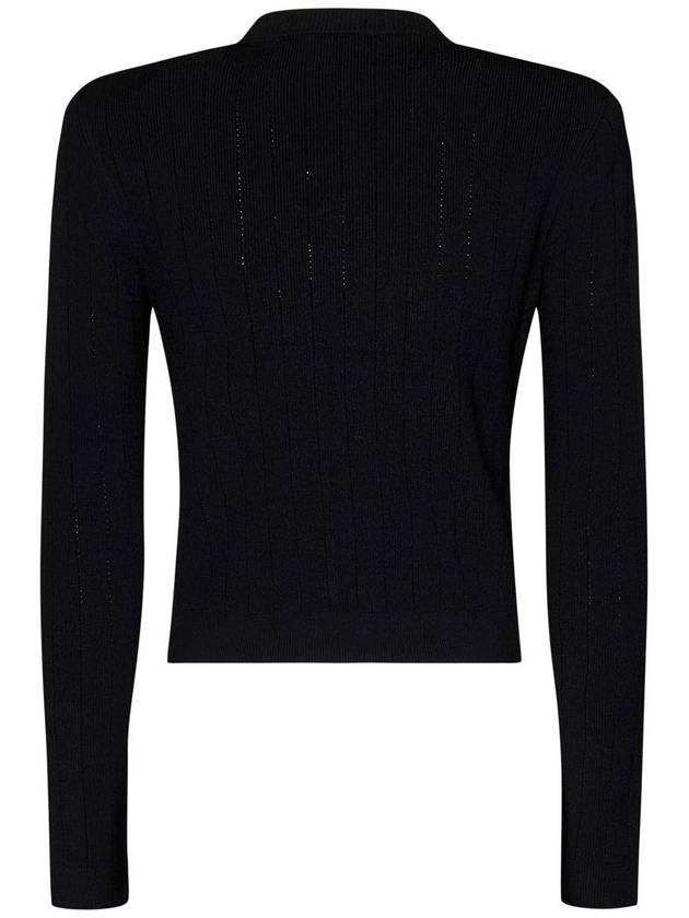 Button V-Neck Rib Knit Cardigan Black - BALMAIN - BALAAN 3